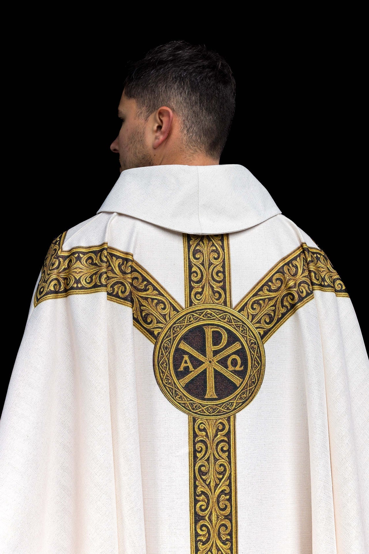 Printed Chasuble “Pax” Ecru with Rich Gold Ornamentation - Image 6