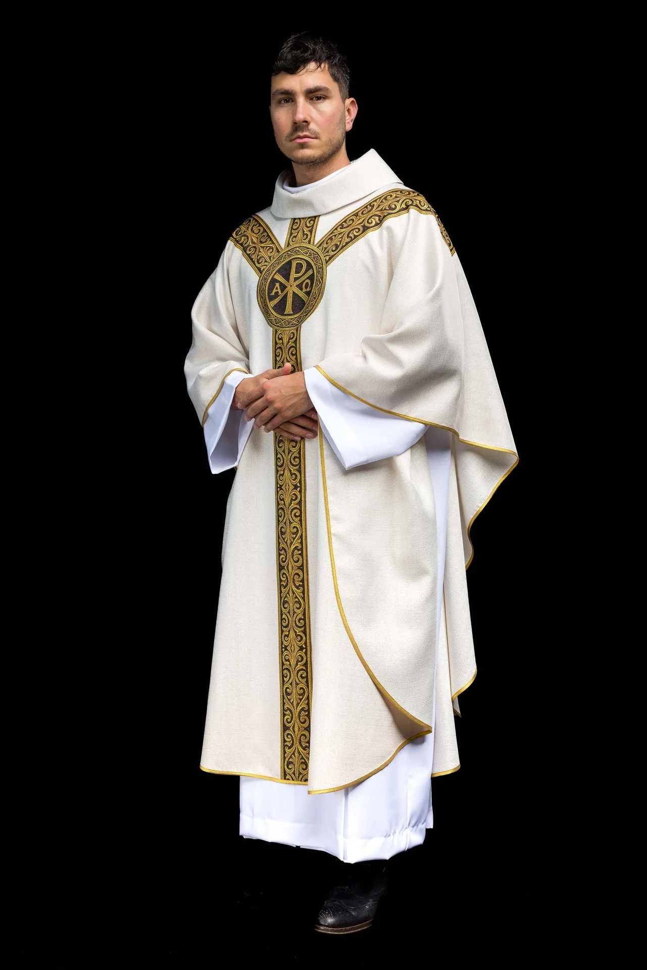 Printed Chasuble “Pax” Ecru with Rich Gold Ornamentation - Image 8