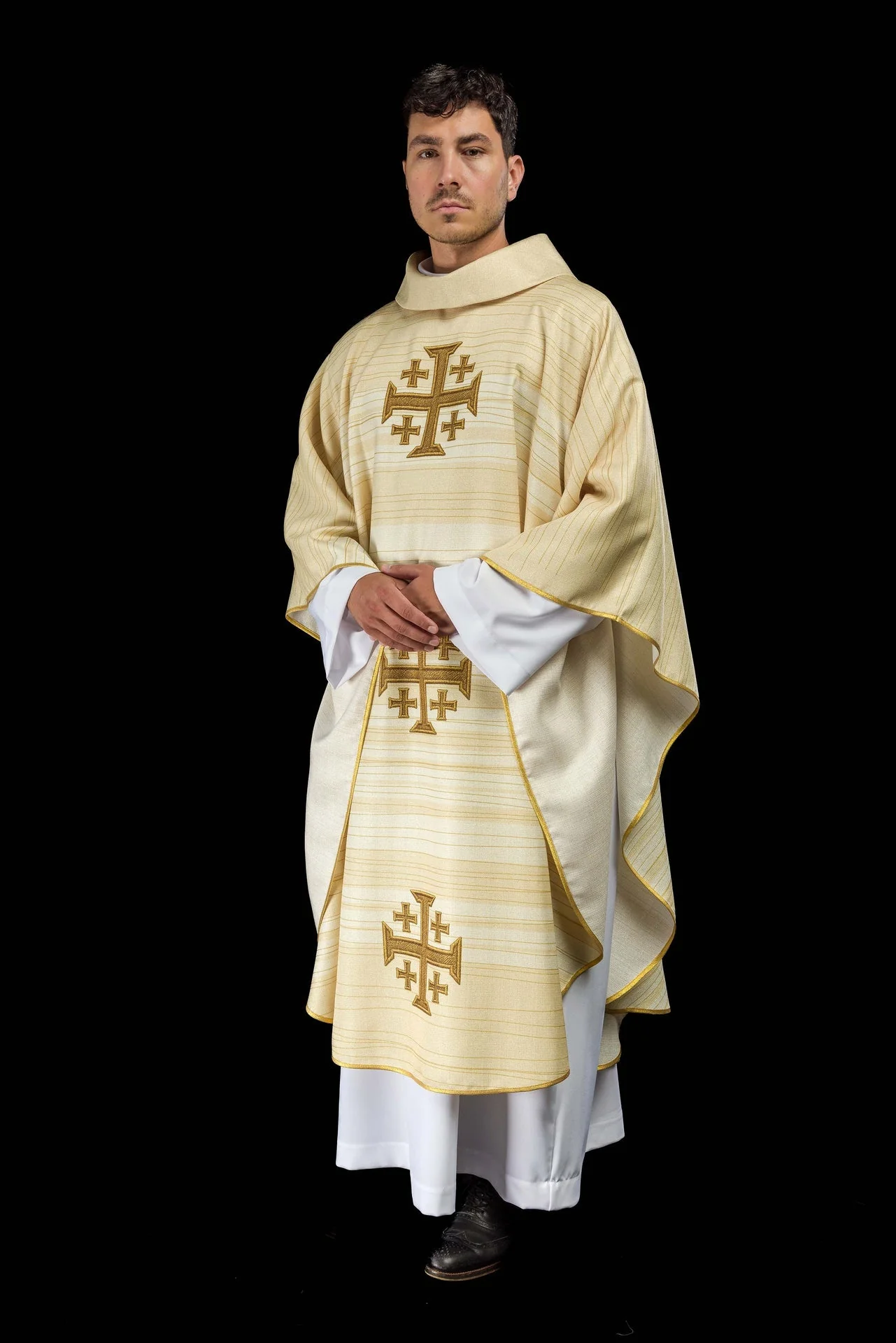 Printed Chasuble with Jerusalem Cross – Ecru - Image 9