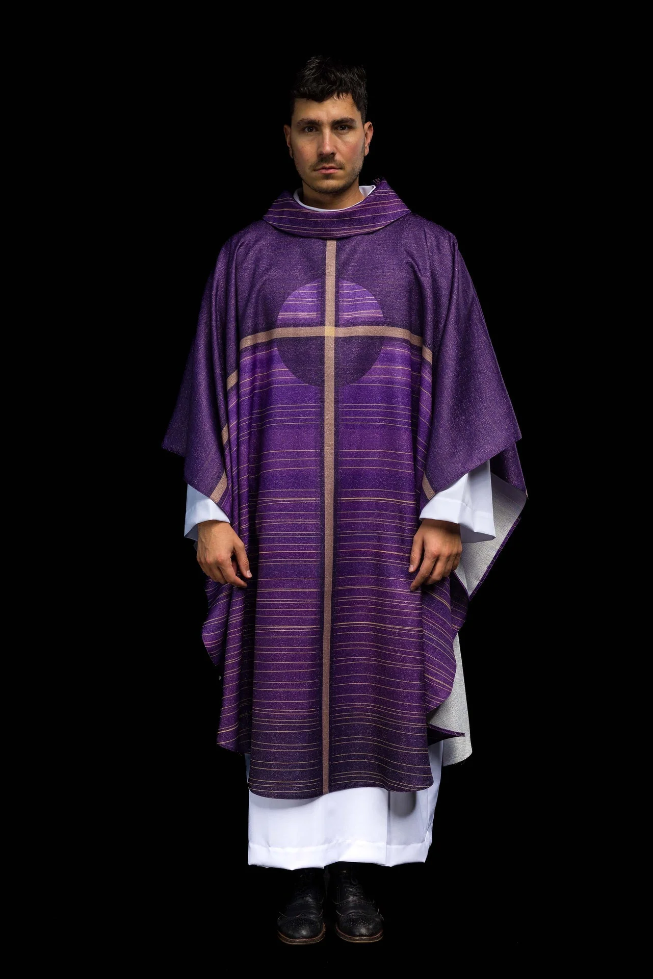 Printed Purple Chasuble with Cross Motif - Image 2