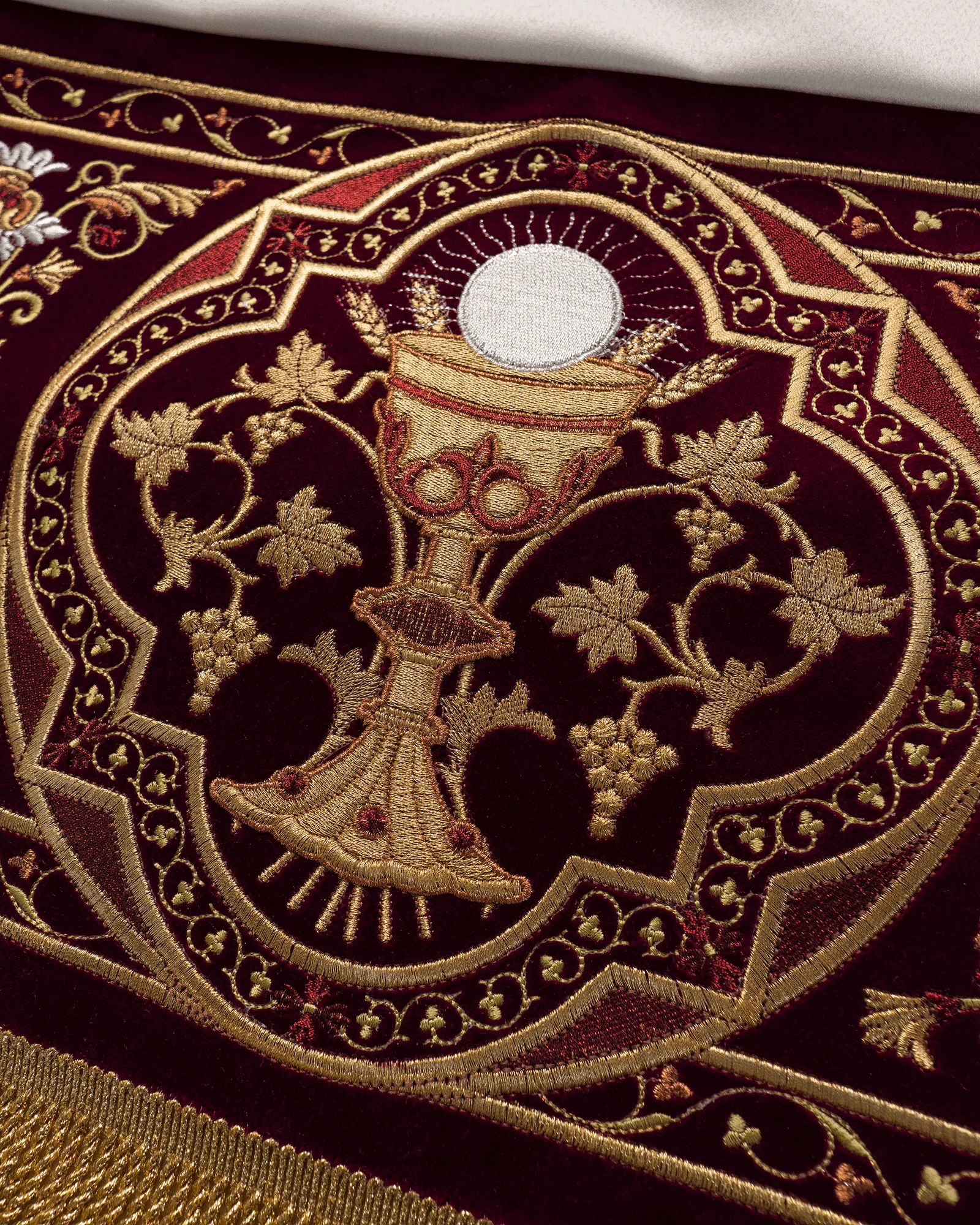 Processional canopy for Corpus Christi made of maroon velvet 55 in x 63 in - Image 5