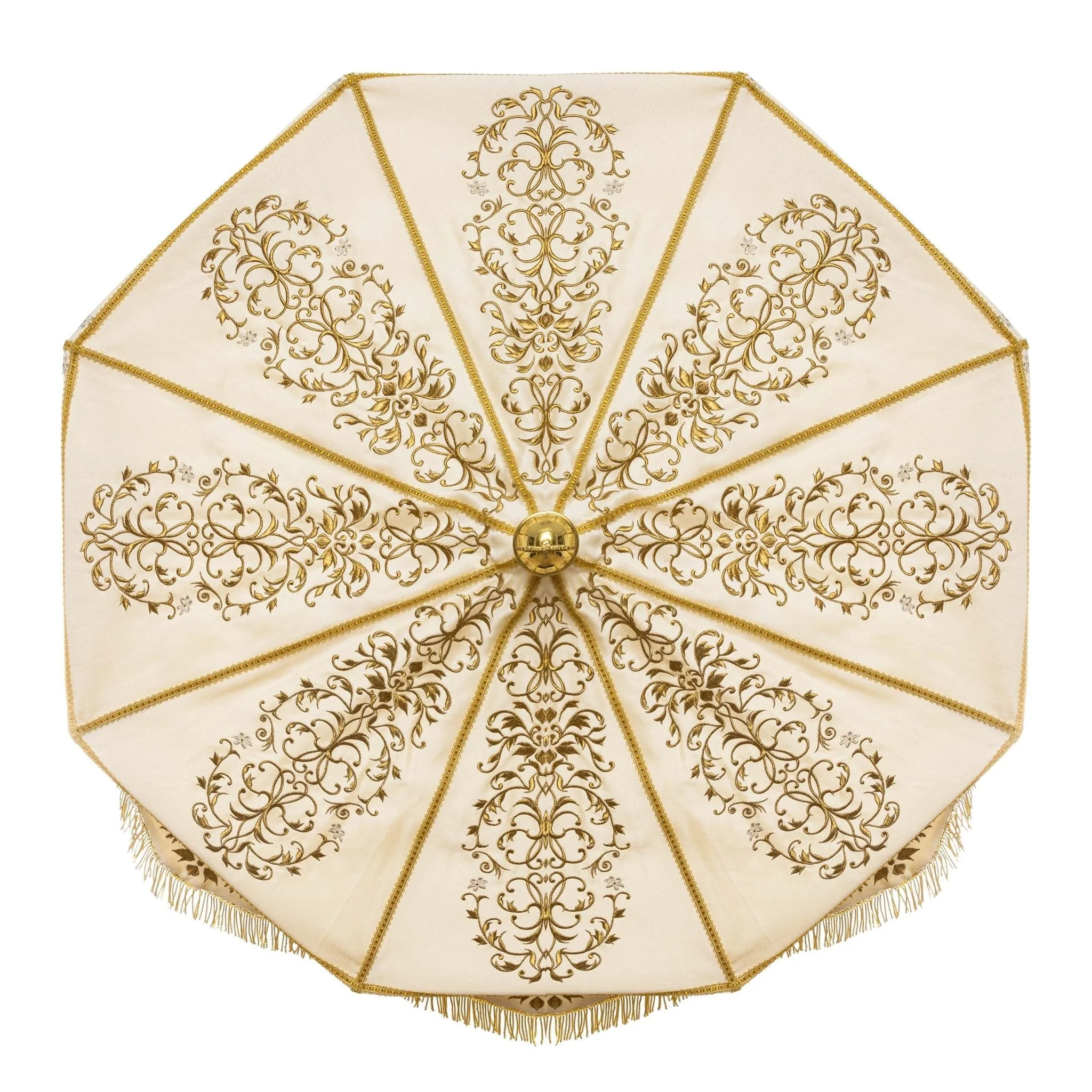 Eucharistic Procession Umbrella (Ombrellino) Ecru Ornate Gold 39 in - Image 3