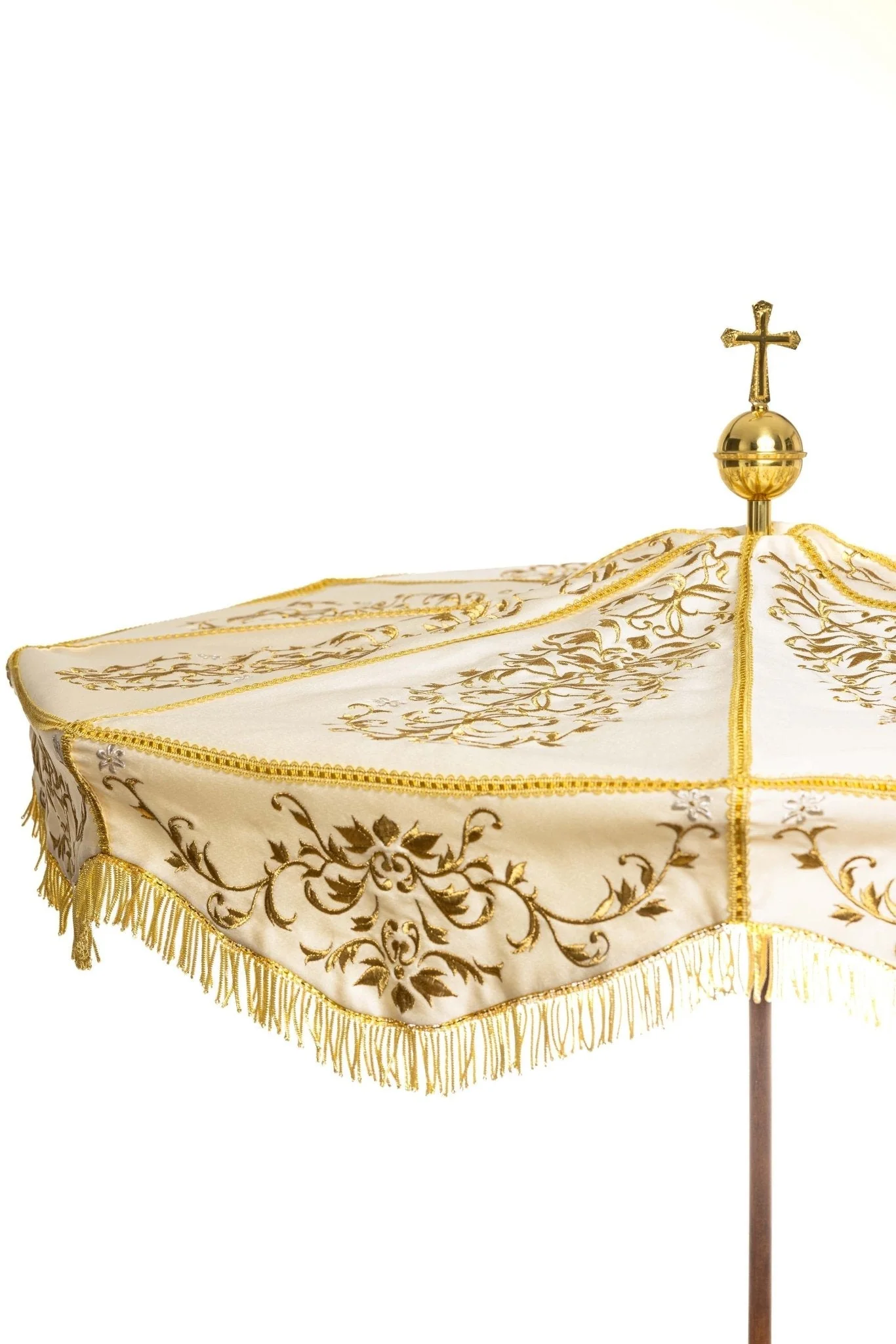 Eucharistic Procession Umbrella (Ombrellino) Ecru Ornate Gold 39 in - Image 9