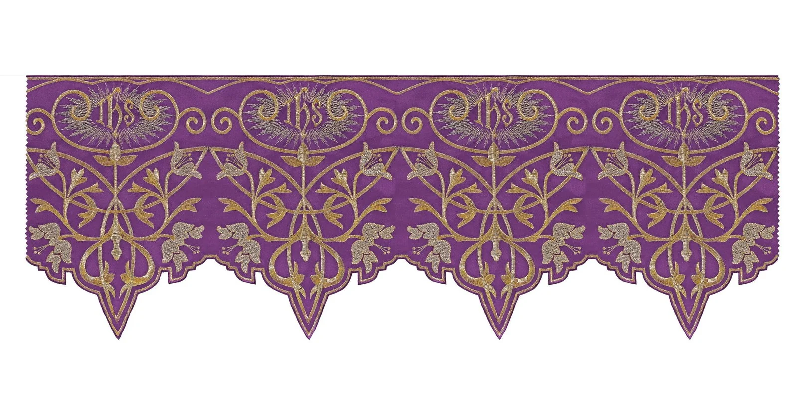 Purple altar superfrontal with gold IHS embroidery