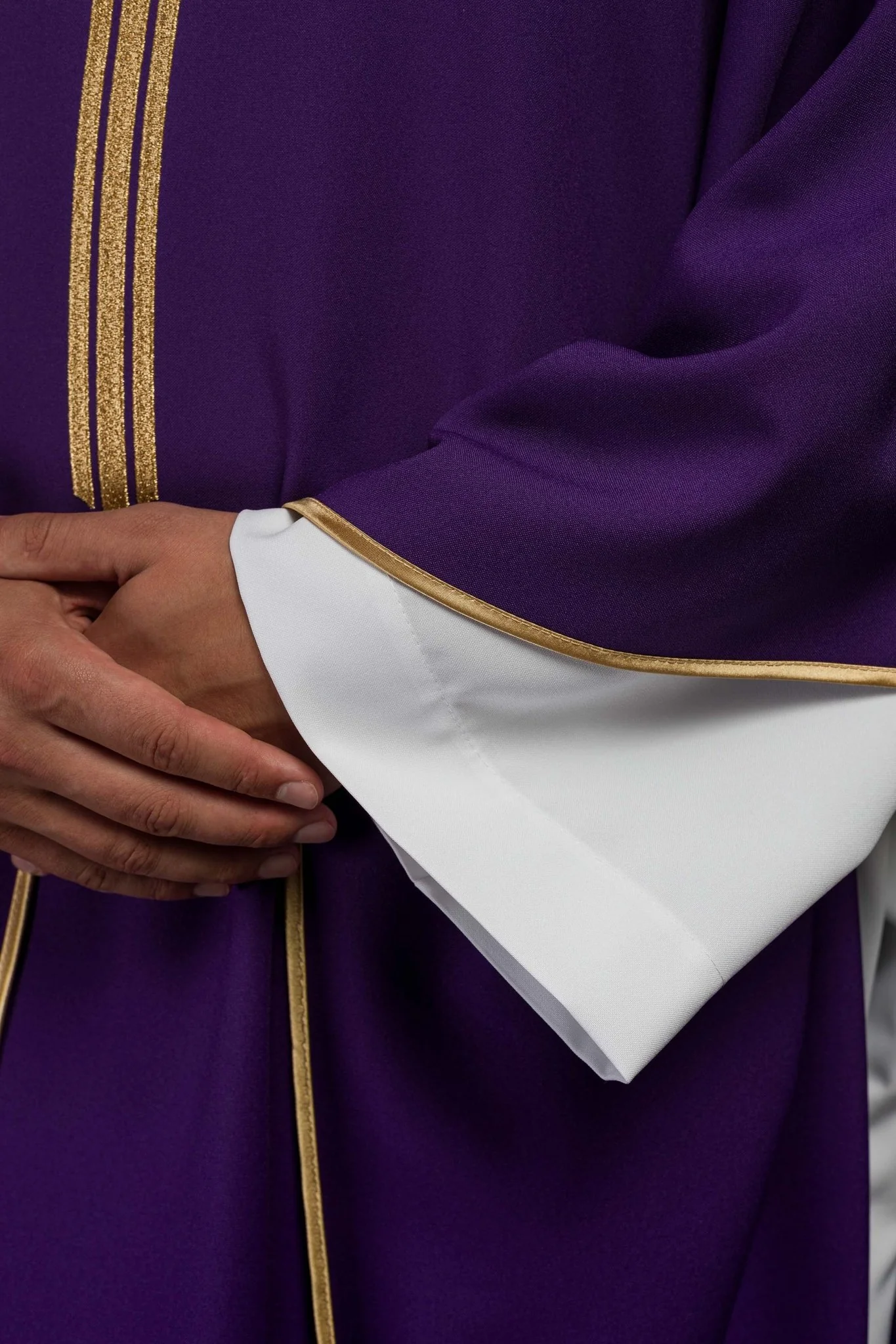 Purple chasuble embroidered with the symbol of Cross IHS - Image 4