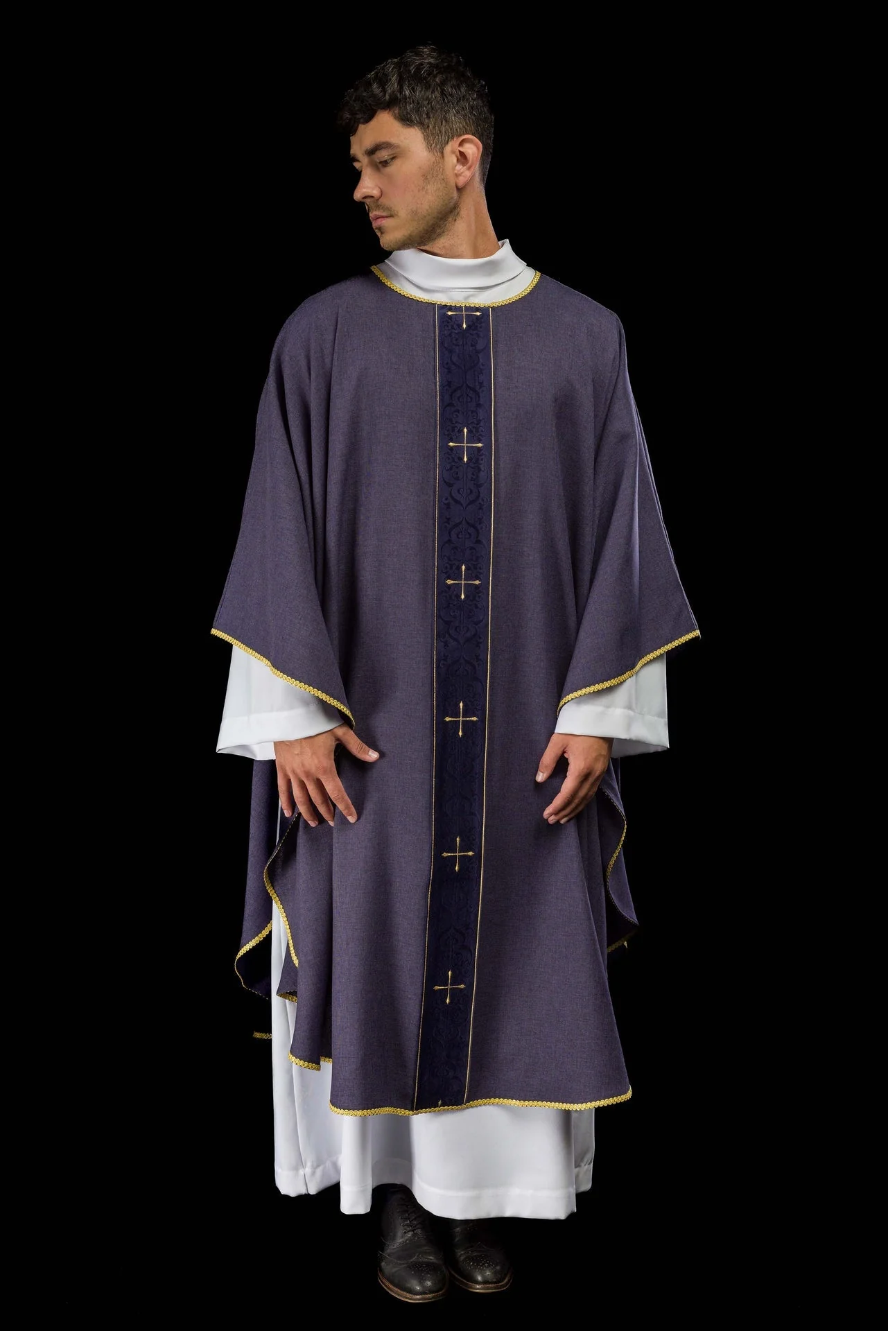 Purple Chasuble with Embroidered Cross Band - Image 8