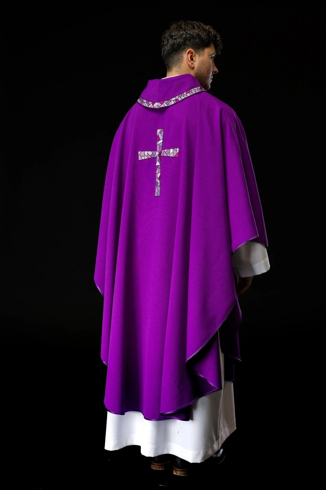 Purple Chasuble with purple Mosaic Cross - Image 6