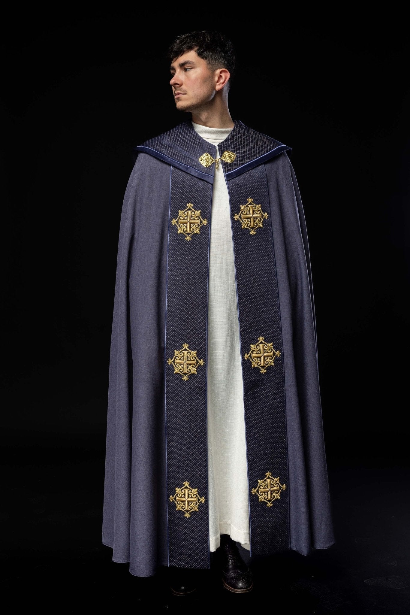 Purple cope with a velvet sash and cross embroidery - Image 2