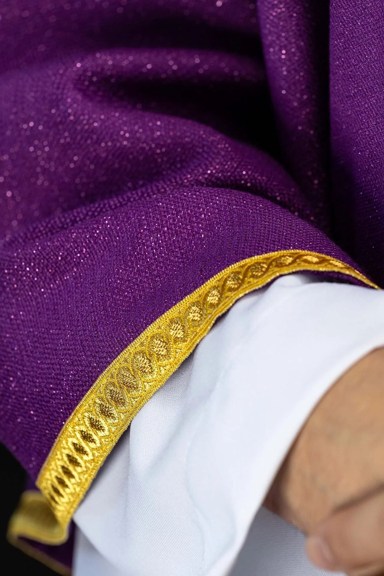 Purple Embroidered Scapular Overlay for Chasuble – Purple Chasuble Included - Image 4