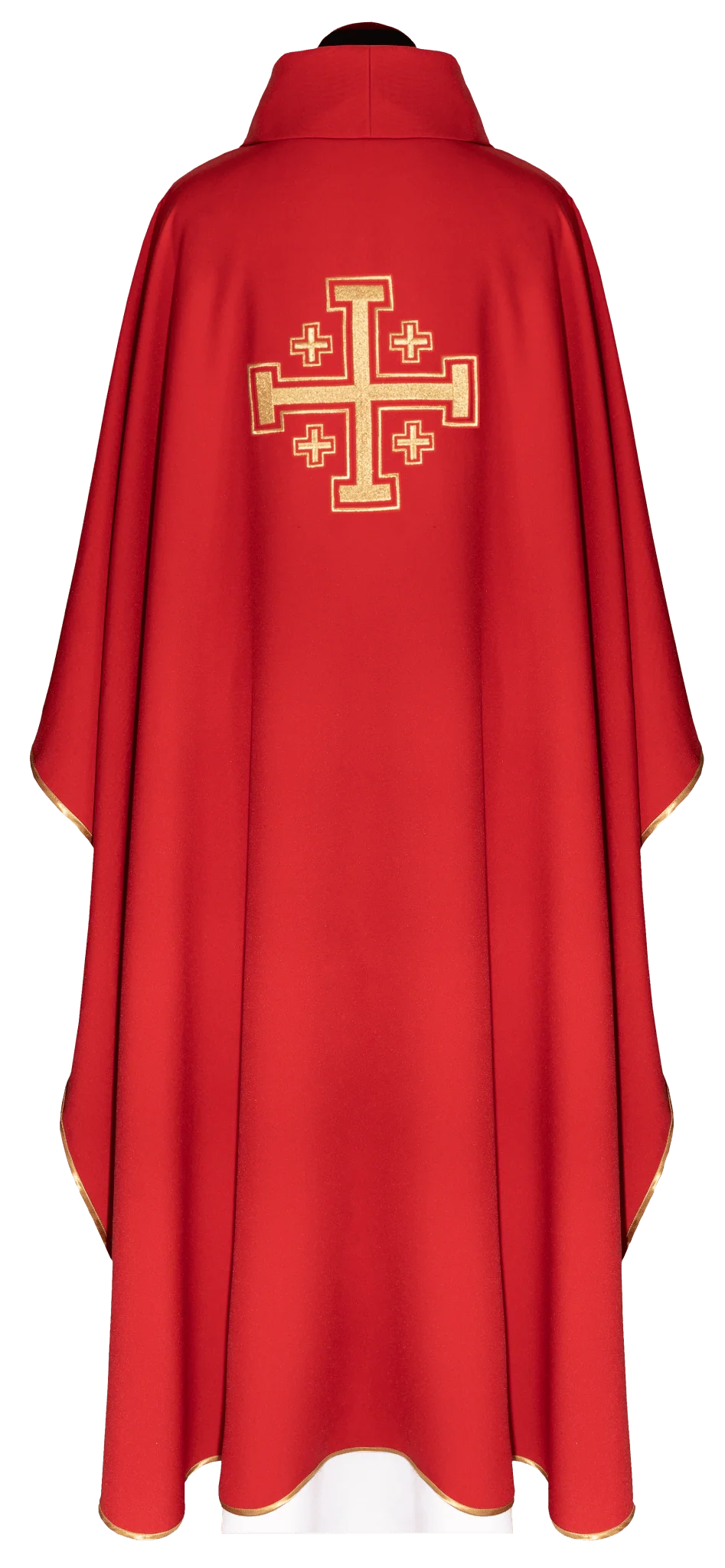 Red chasuble embroidered with a cross motif - Image 2