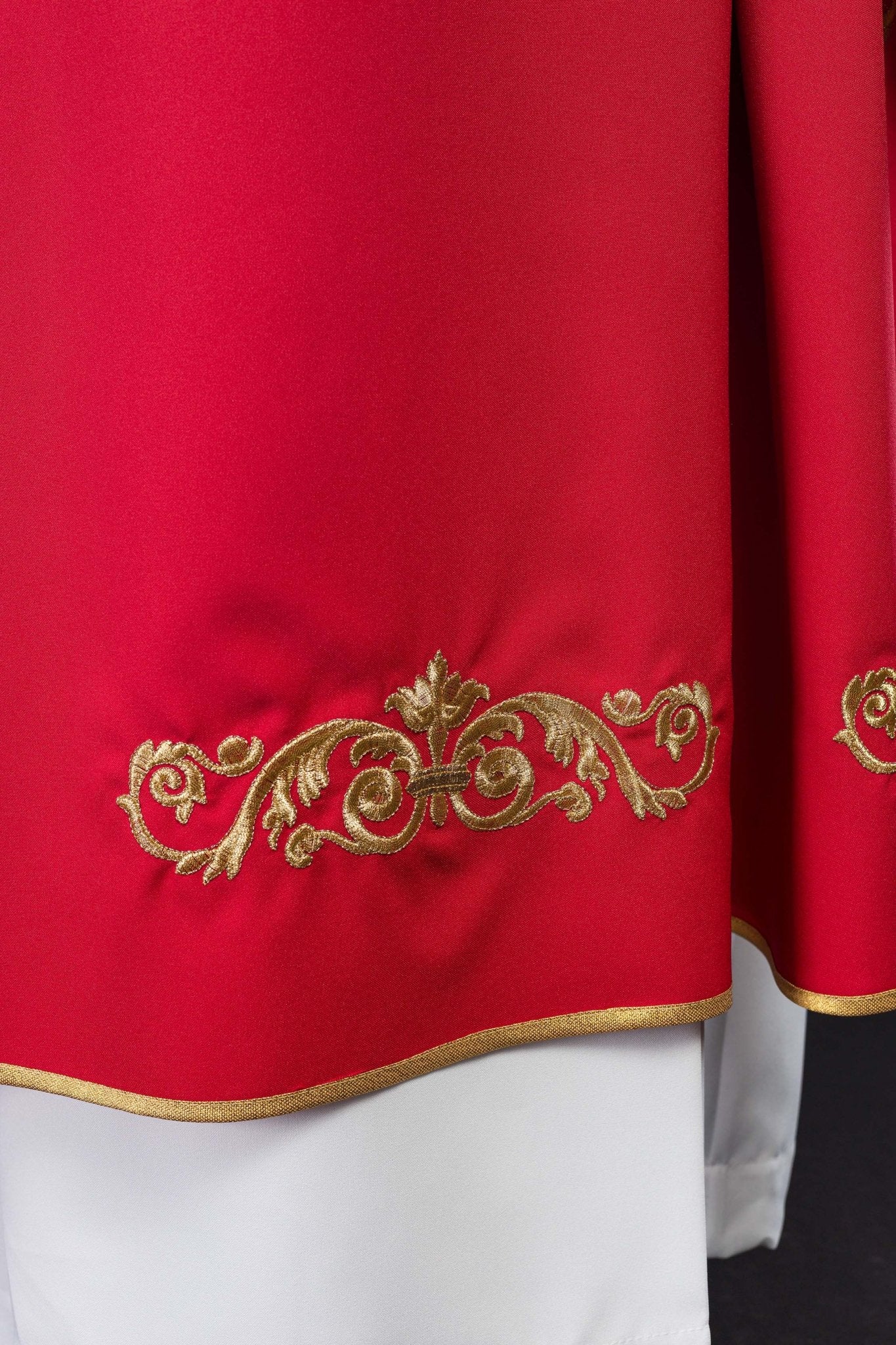 Red chasuble with embroidery around silhouette - Image 5