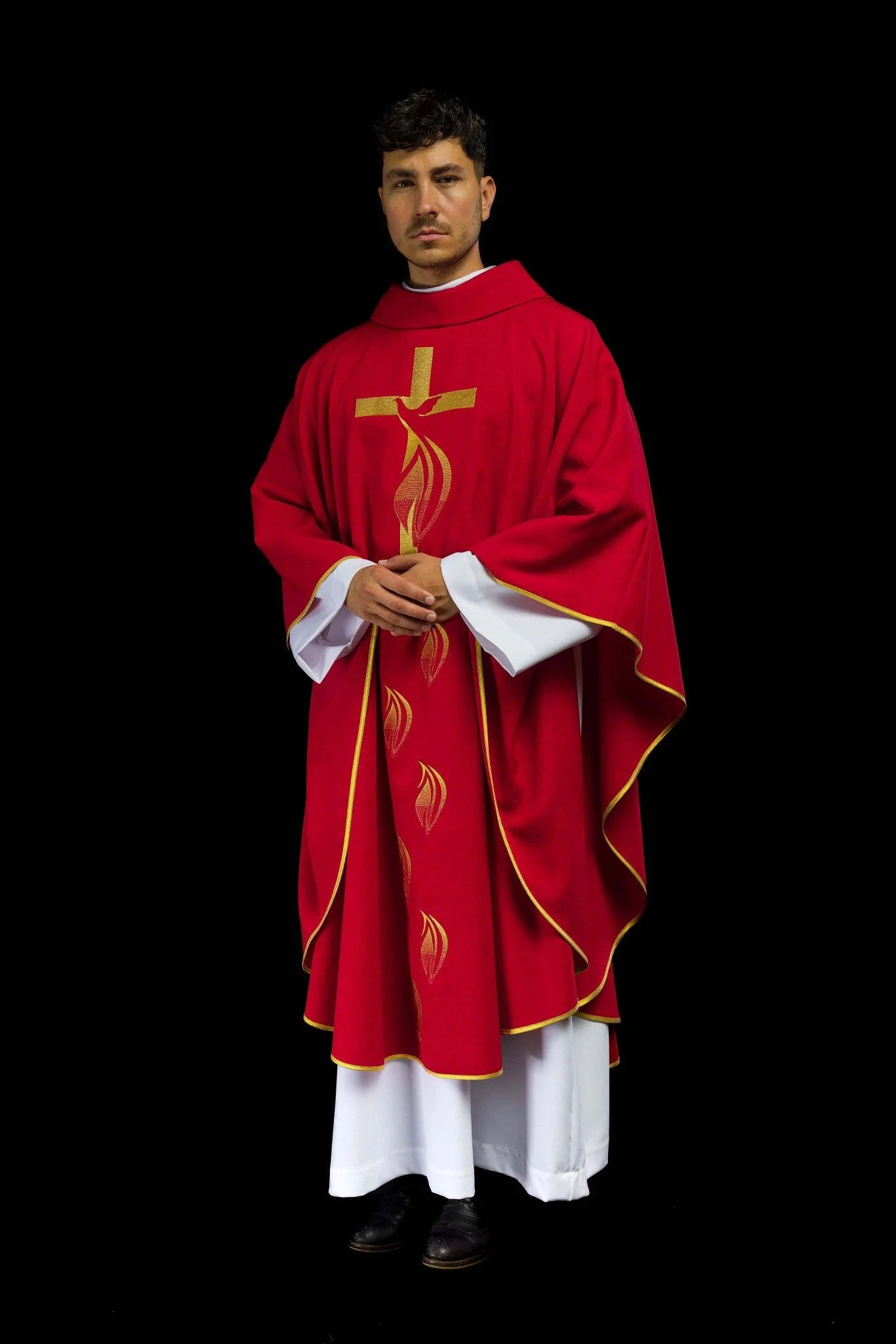 Red Chasuble with embroidery of the Holy Spirit and the Cross - Image 8