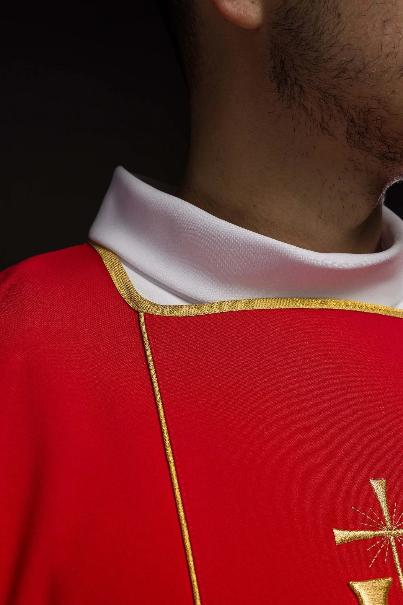 Red dalmatic with embroidered IHS band - Image 7