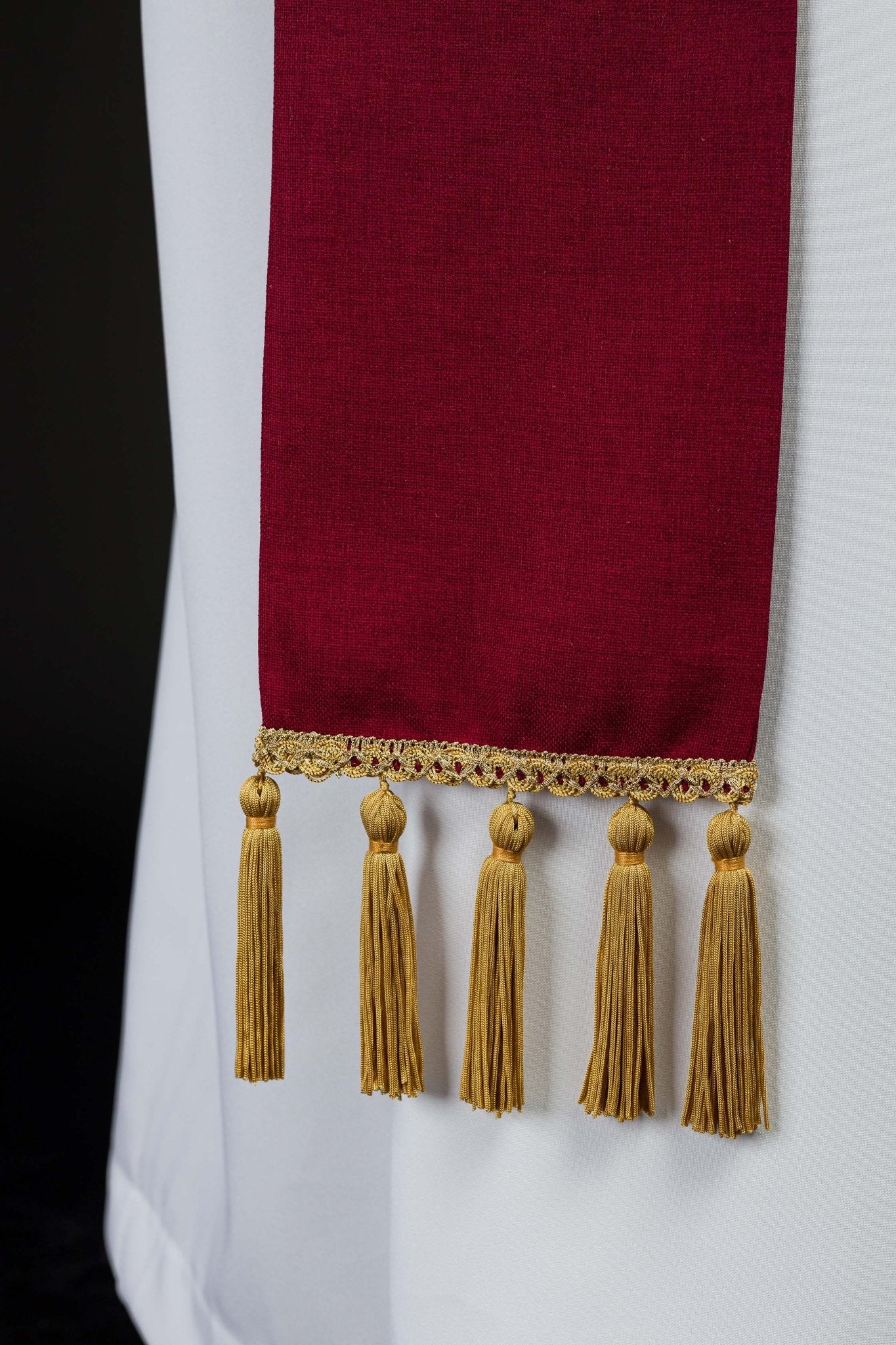 Red embroidered stole with IHS motif - Image 4