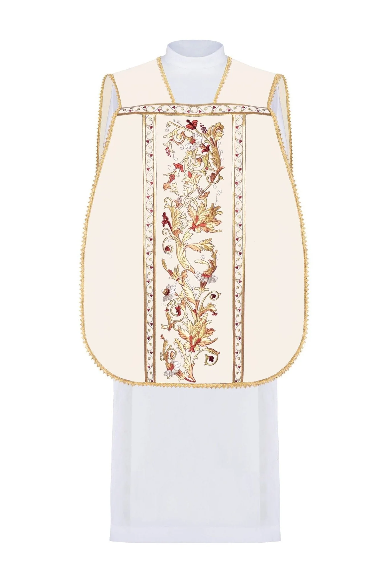 Roman Chasuble embroidered with the Sacred Heart of Jesus in ecru - Image 2