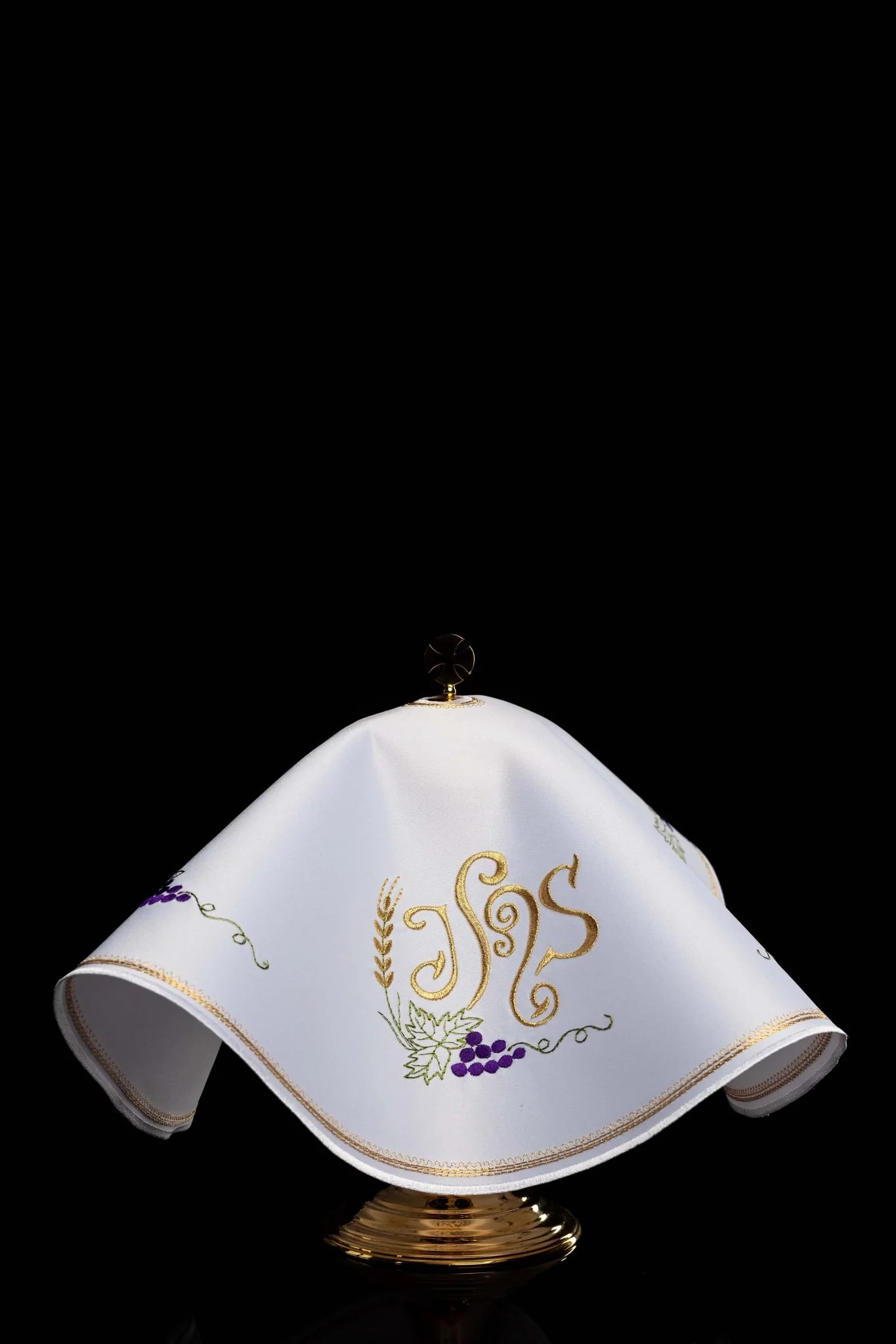 Round veil for the pyx with ornamented IHS embroidery - Image 4