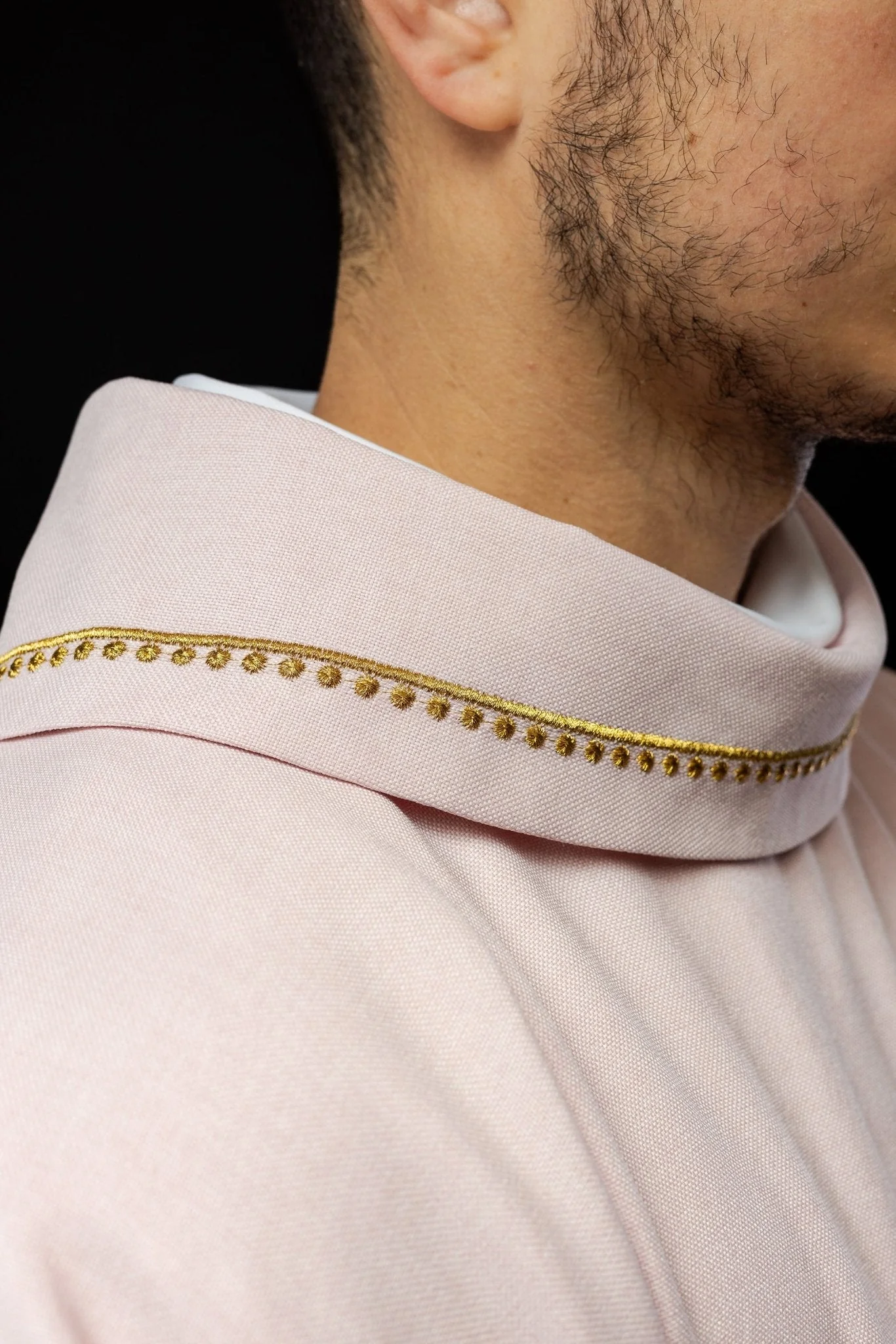 Simple pink chasuble with small PAX motif embroidery - Image 5