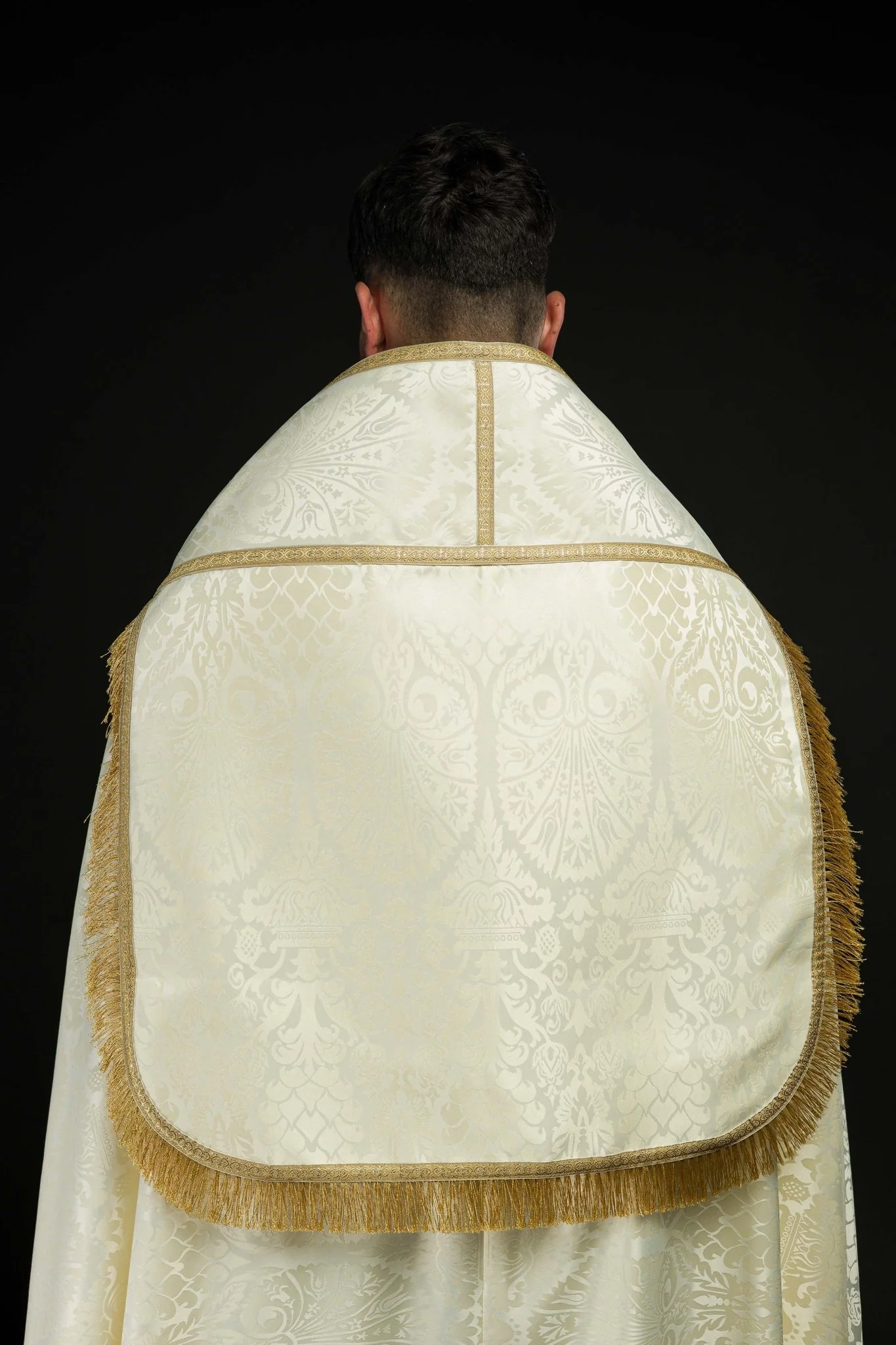 Smooth Ecru Jacquard Roman Cope - Image 2