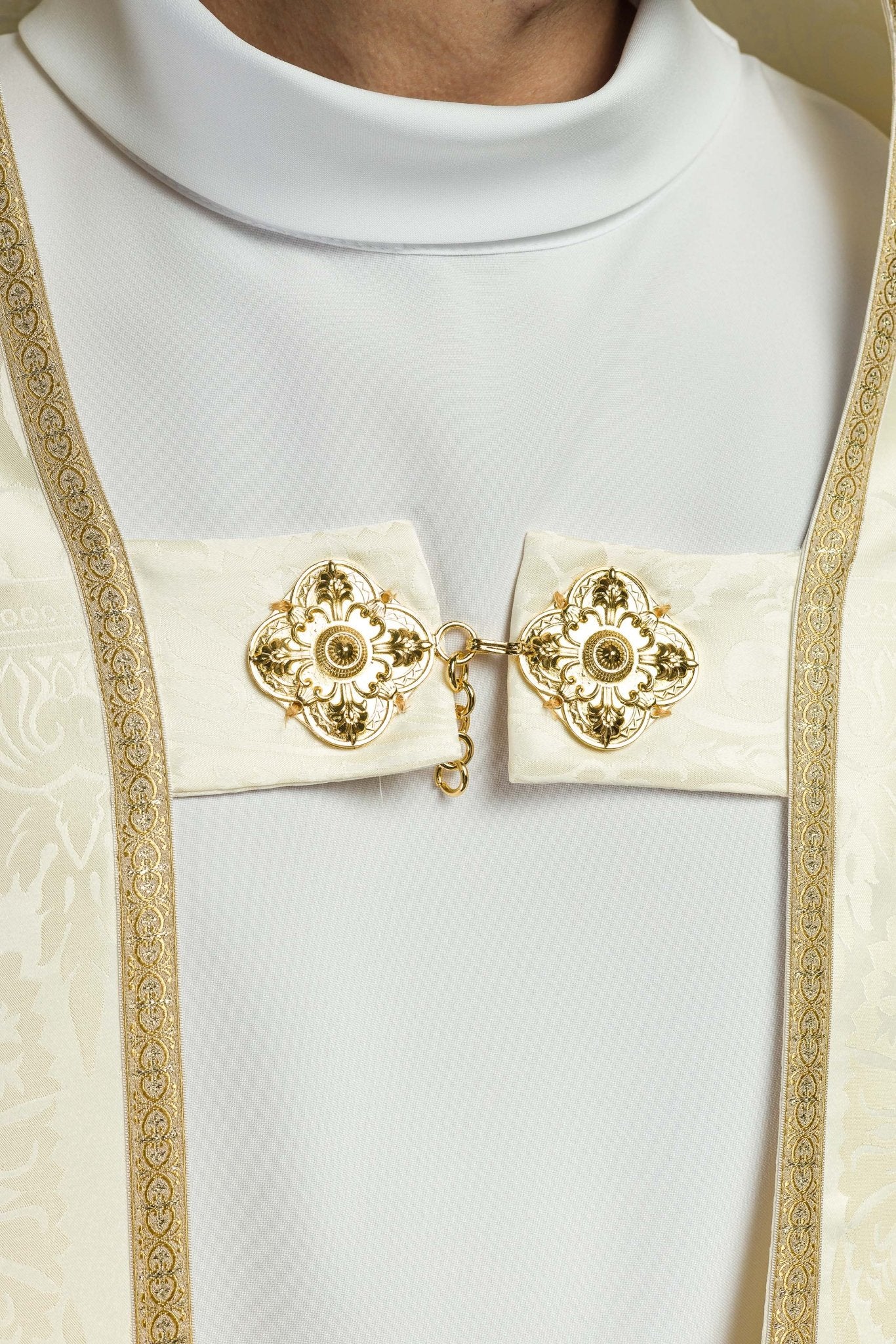 Smooth Ecru Jacquard Roman Cope - Image 4