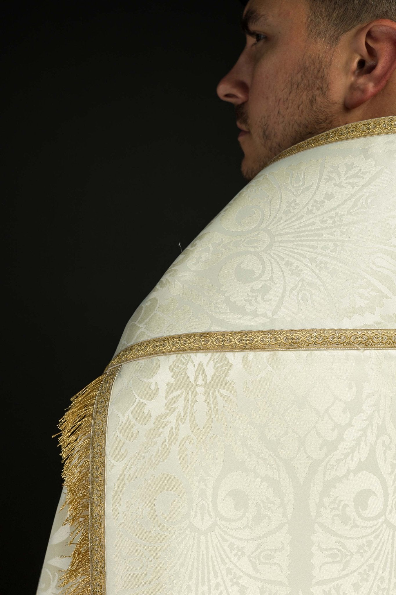 Smooth Ecru Jacquard Roman Cope - Image 8
