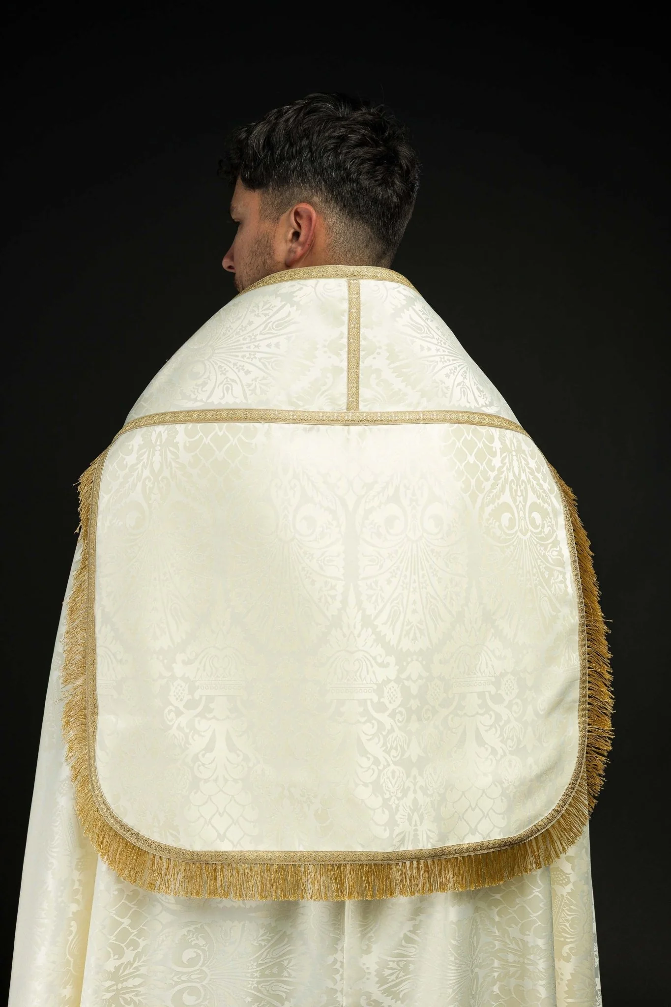 Smooth Ecru Jacquard Roman Cope - Image 9
