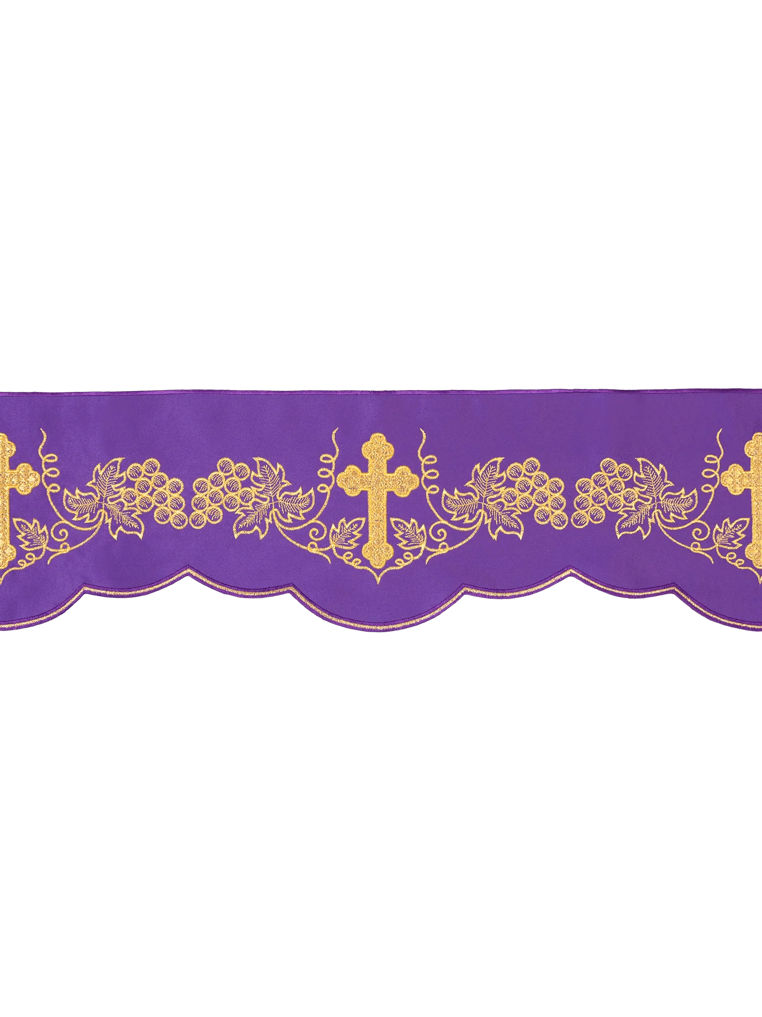Superfrontal in purple with Cross and Grapes embroidery