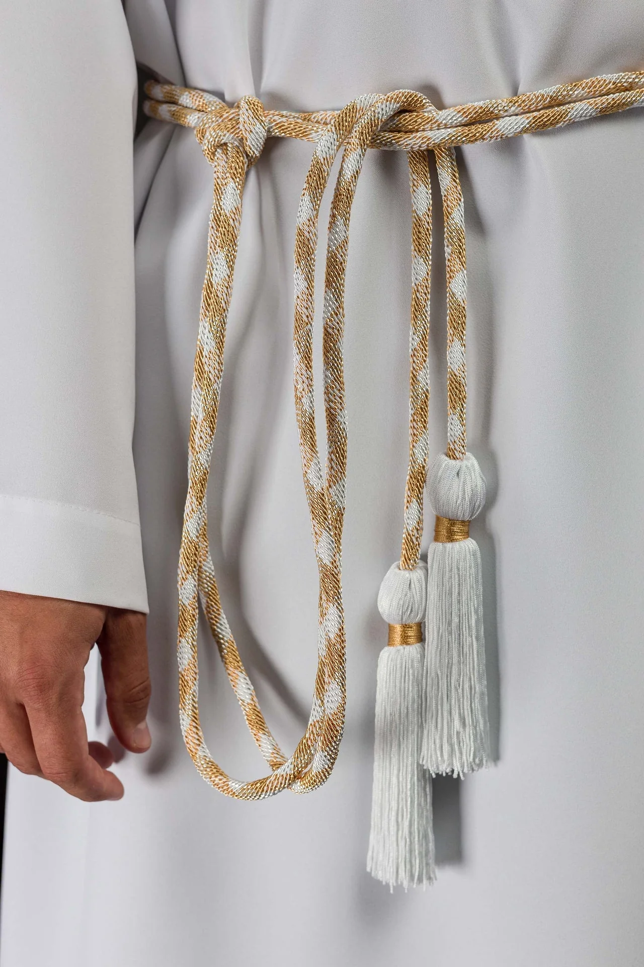 White and Gold Liturgical Cincture Premium