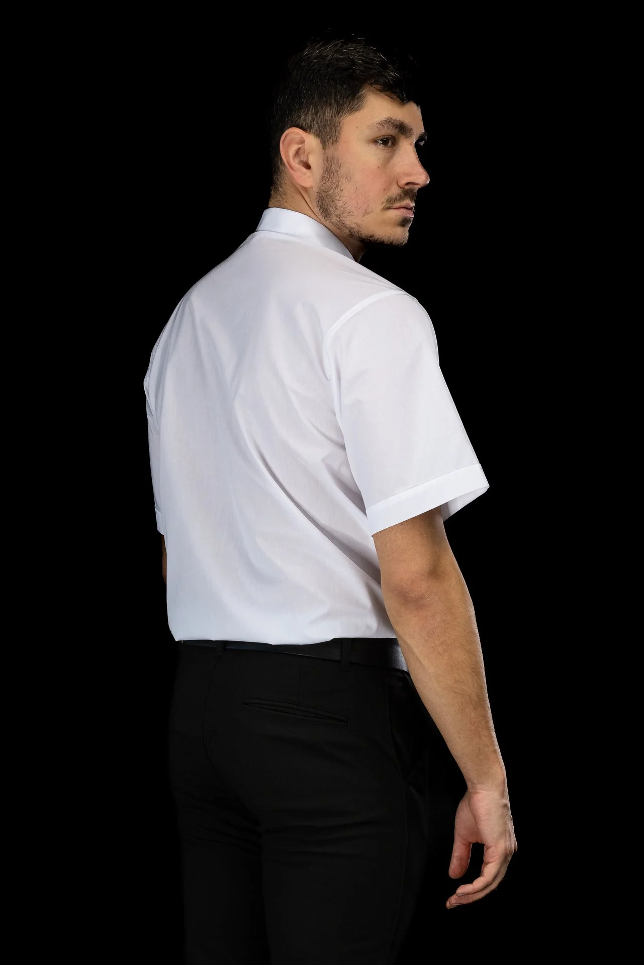 White short-sleeved clerical shirt with clerical collar - Image 7